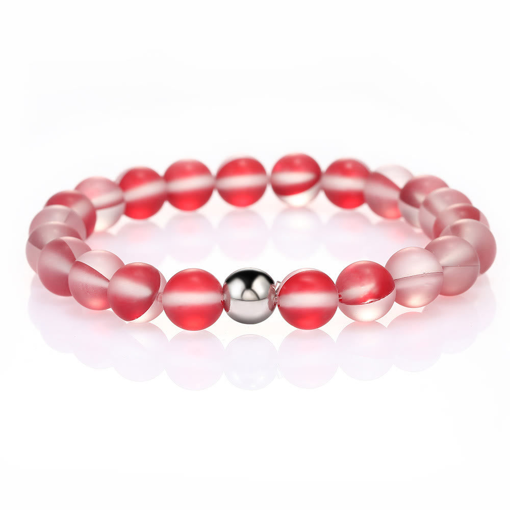 Olivenorma Rotes Glasperlenarmband