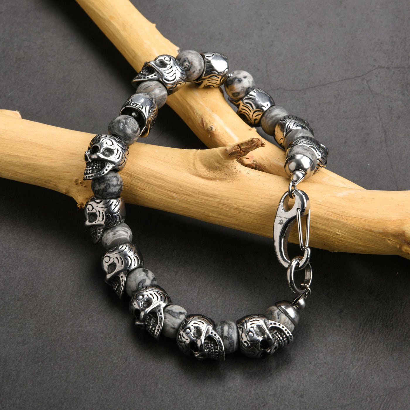 Olivenorma Armband aus natürlichem Tigerauge, handgefertigt, Edelstahl