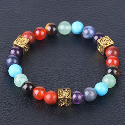 Olivenorma Multicolor Perlen 7 Chakra Yoga Armband