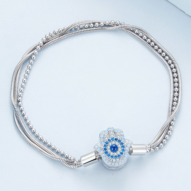 Olivenorma Sterlingsilber S925 Hamsa Böses Auge Armband 