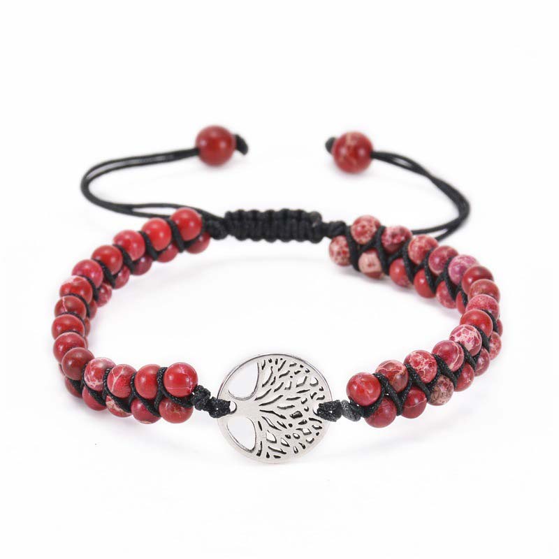 Olivenorma Tree of Life Naturkristall Doppelt Geflochtenes Armband