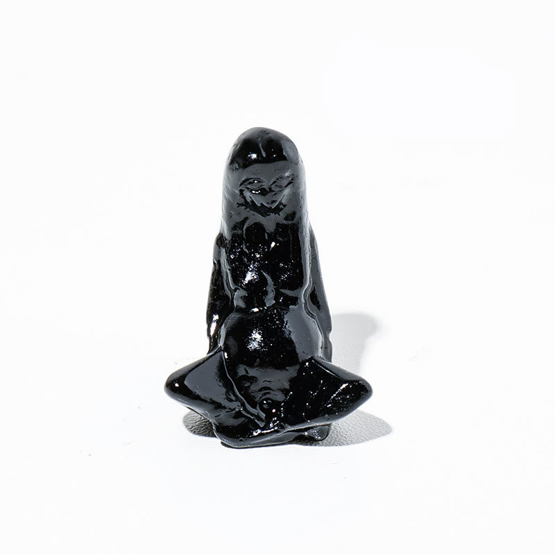 Olivenorma Naturgeschnitzte Göttin Gaia Dekoration aus Rohstein - Obsidian - image 11
