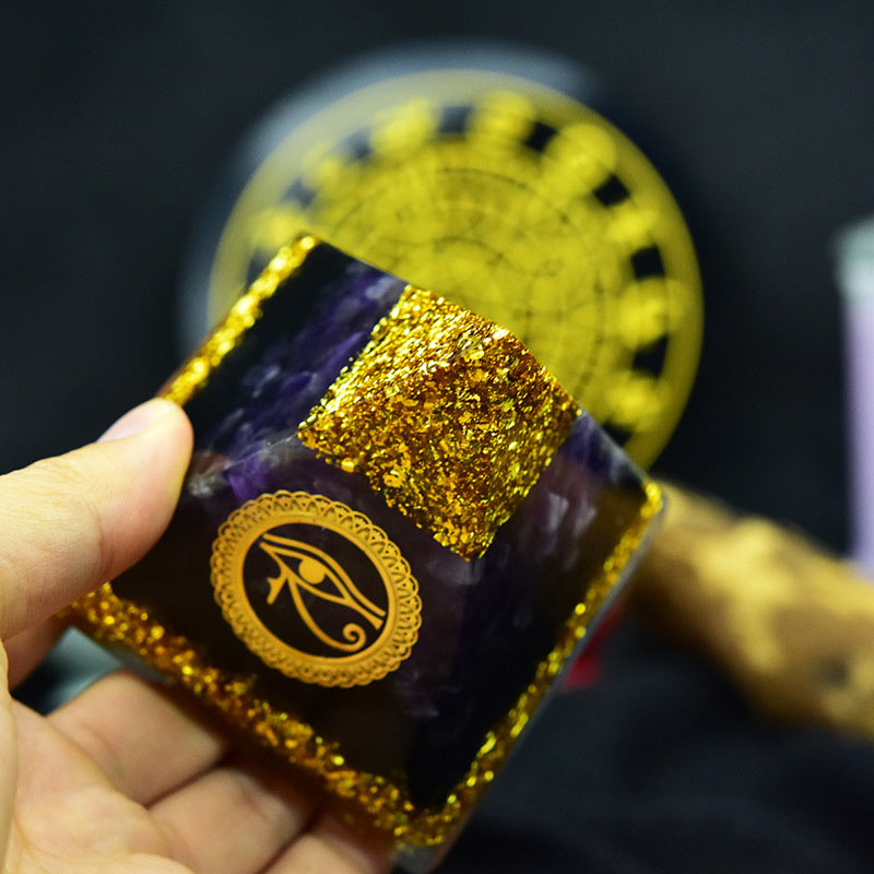 Olivenorma Divine Vision Amethyst & Obsidian Auge des Horus Orgon-Pyramide - image 7