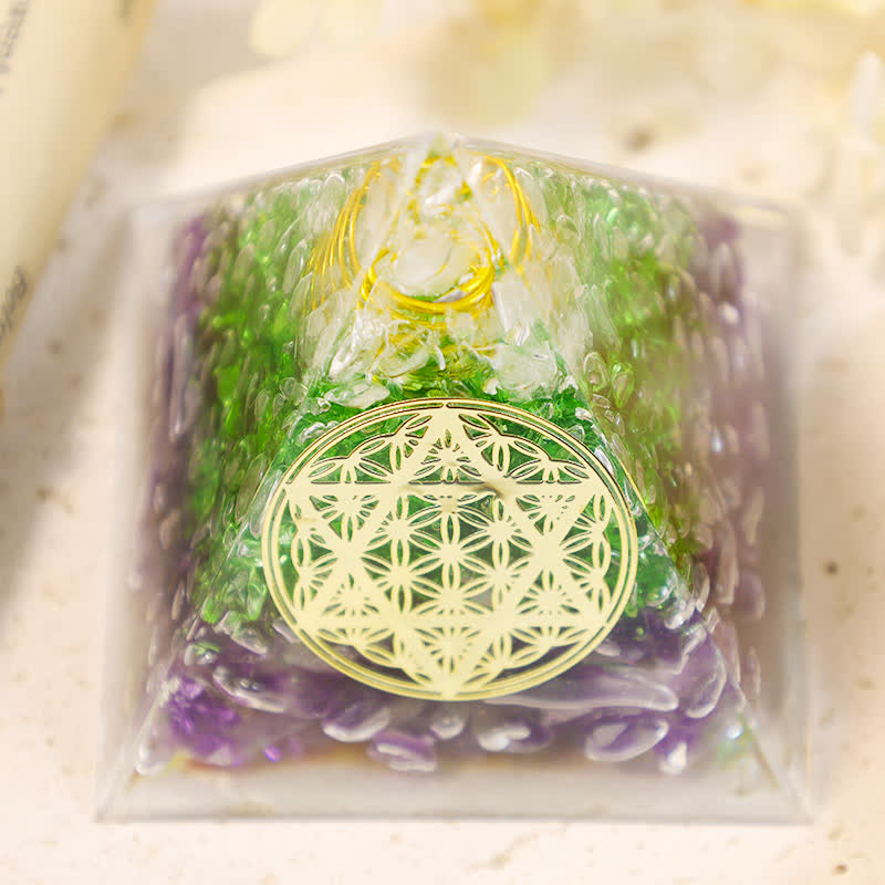 Olivenorma Flower Of Life Hexagram Crystal Orgon-Pyramide