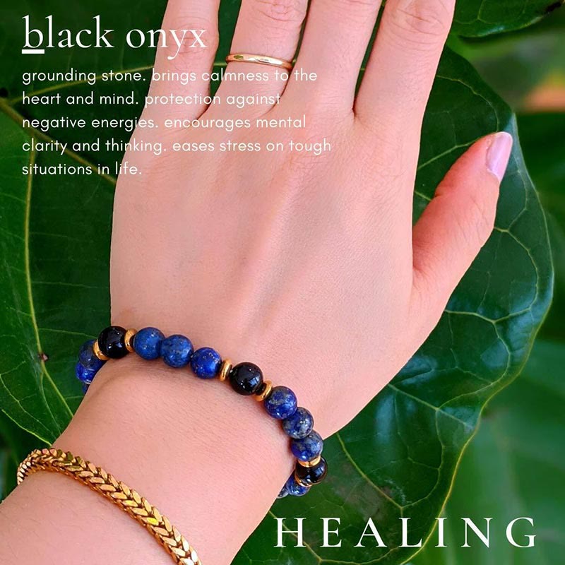 Olivenorma "Healing Trust" Lapislazuli Schwarzer Onyx Armband