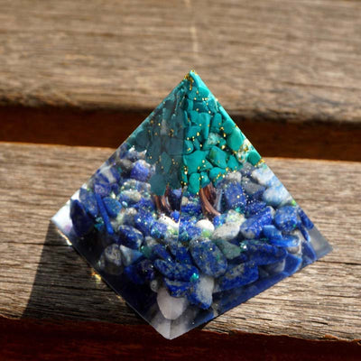 Olivenorma Lapis Lazuli mit Türkis Baum des Lebens Orgon Pyramide 