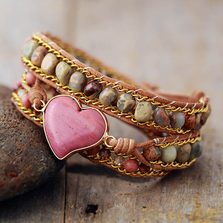 Pure-Liebe-Rhodonit-Wickelarmband