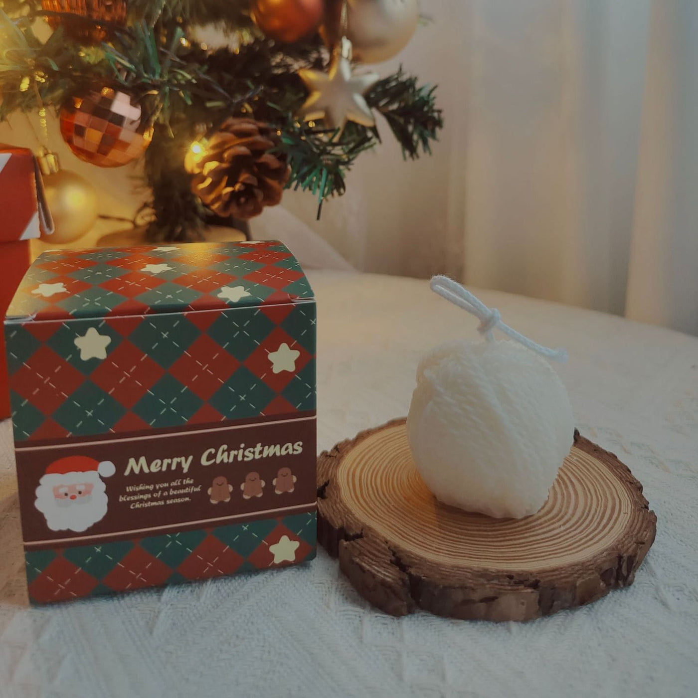 Olivenorma Gravierte Handschuhe Garnknäuel Weihnachtssocke Kerze 