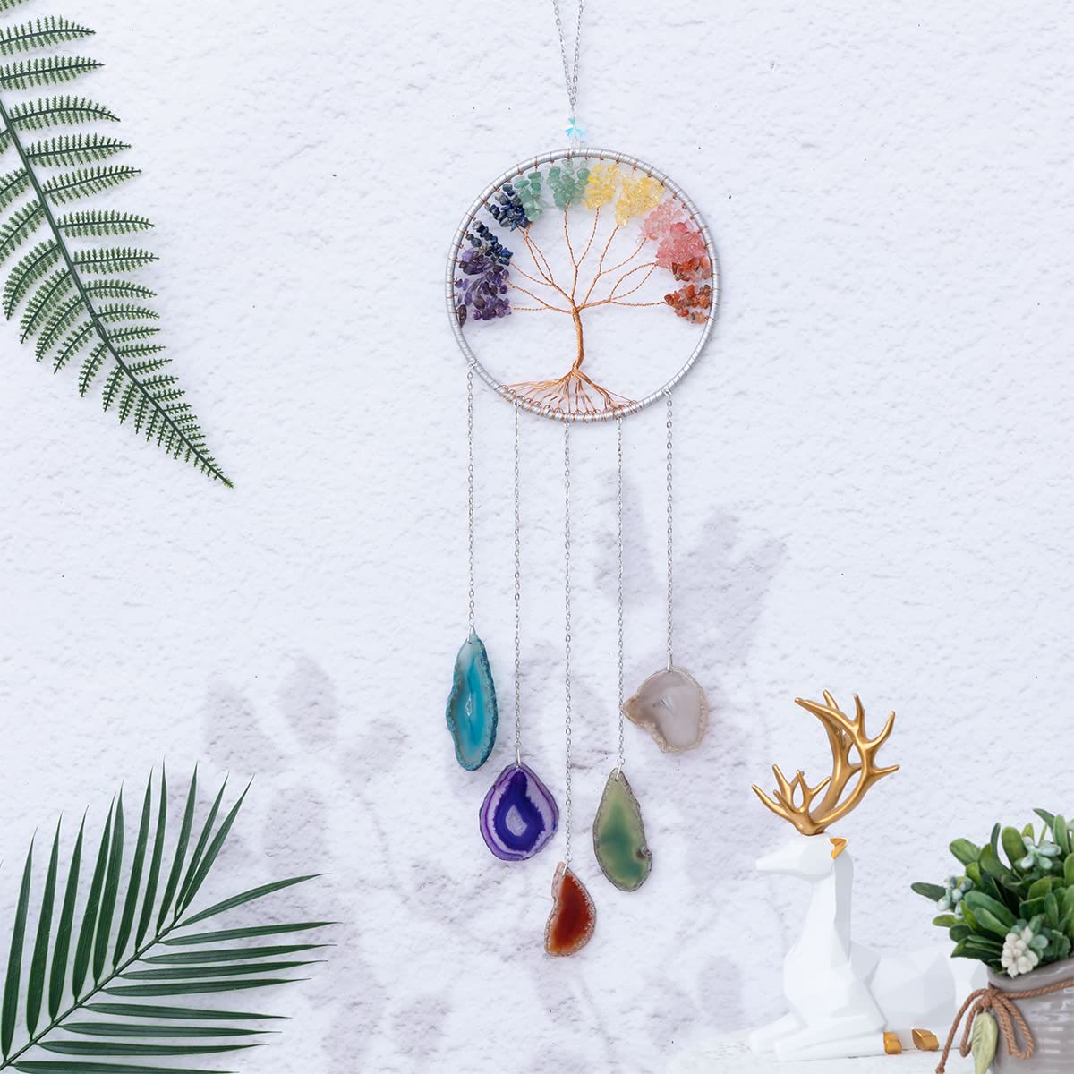 Olivenorma Chakra Achat Lebensbaum Ornament Wanddeko