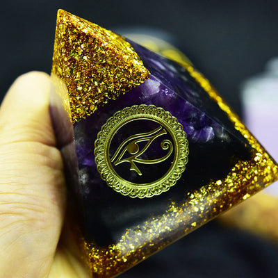 Olivenorma Divine Vision Amethyst & Obsidian Auge des Horus Orgon-Pyramide - image 4