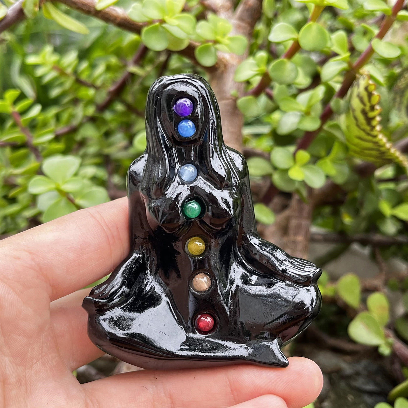 Olivenorma Obsidian Chakra Yoga Göttin Heidnische Edelsteindekoration 