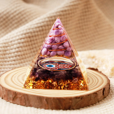 Olivenorma Amethyst Mit Lila Jade Hamsa Schutz Orgon-Pyramide