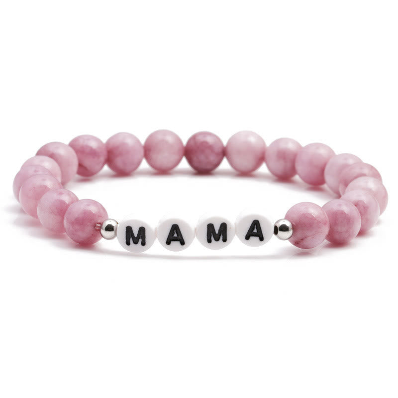 Olivenorma Gravur Mama Mutter Naturstein Perlenarmband