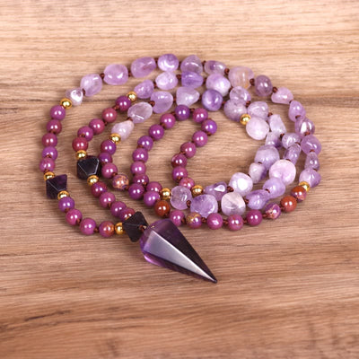 Olivenorma Natürliche Amethyst Purpur Jade Perlen Mala Kette