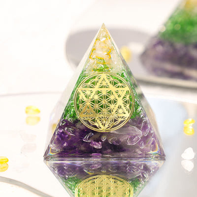 Olivenorma Flower Of Life Hexagram Crystal Orgon-Pyramide