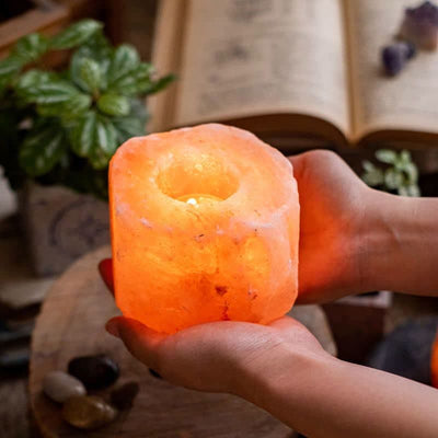 Olivenorma Romantischer Handgeschnitzter Kerzenhalter Himalayasalzlampe