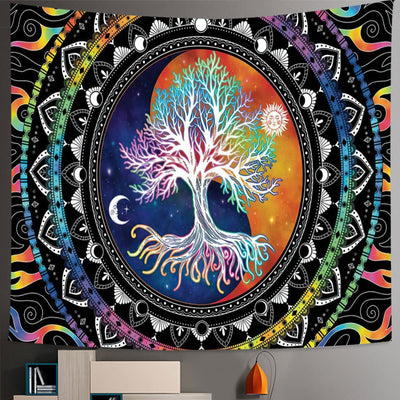 Olivenorma Sieben Chakra Baum des Lebens Boho Mandala Wandteppich