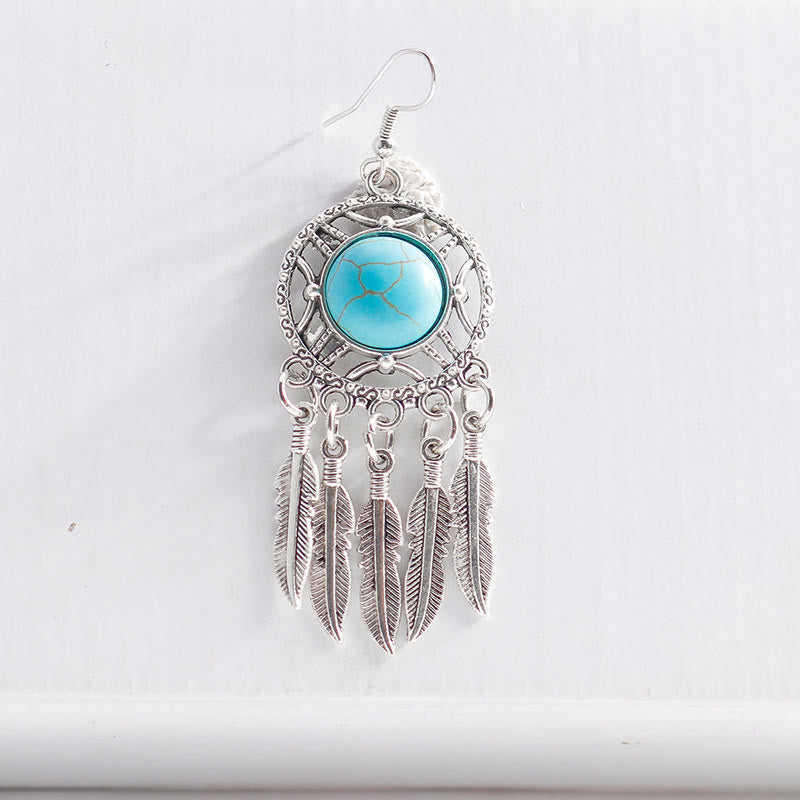 Olivenorma Boho Türkis Feder Quaste Ohrringe - image 6