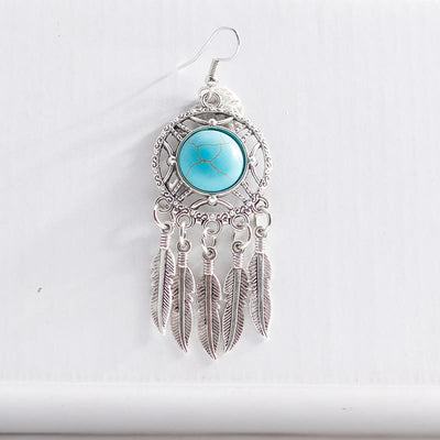 Olivenorma Boho Türkis Feder Quaste Ohrringe - image 6