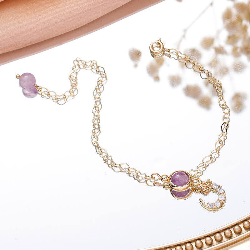 Olivenorma Amethyst Weißer Achat Perlen Stern-Mond-Armband 