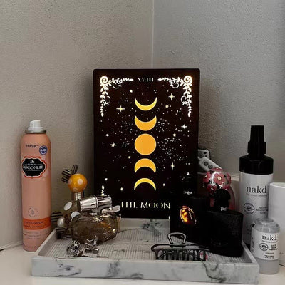 Olivenorma Mond Tarot Tischlampe Holzhohldekoration 