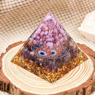 Olivenorma Amethyst Mit Lila Jade Hamsa Schutz Orgon-Pyramide