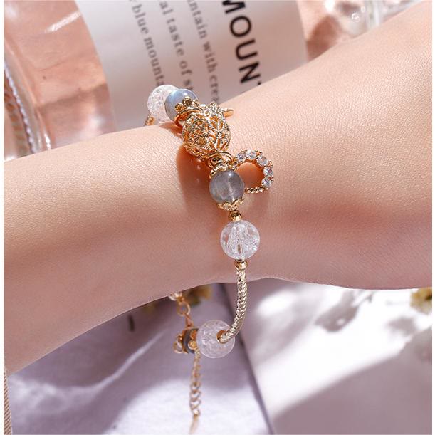 Olivenorma Labradorit Mond Stern Kristall Armband