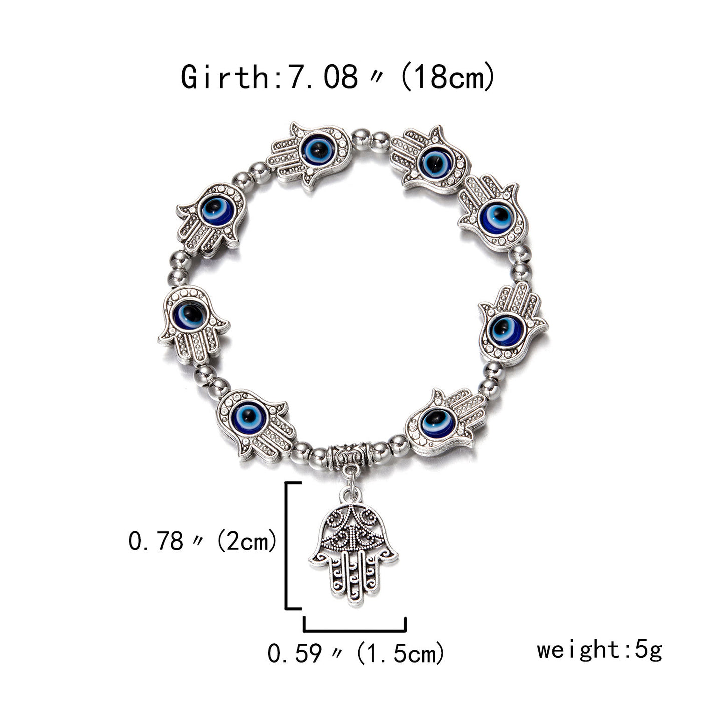 Olivenorma Böses Auge Hamsa Anhänger Epoxy Zirkon Armband