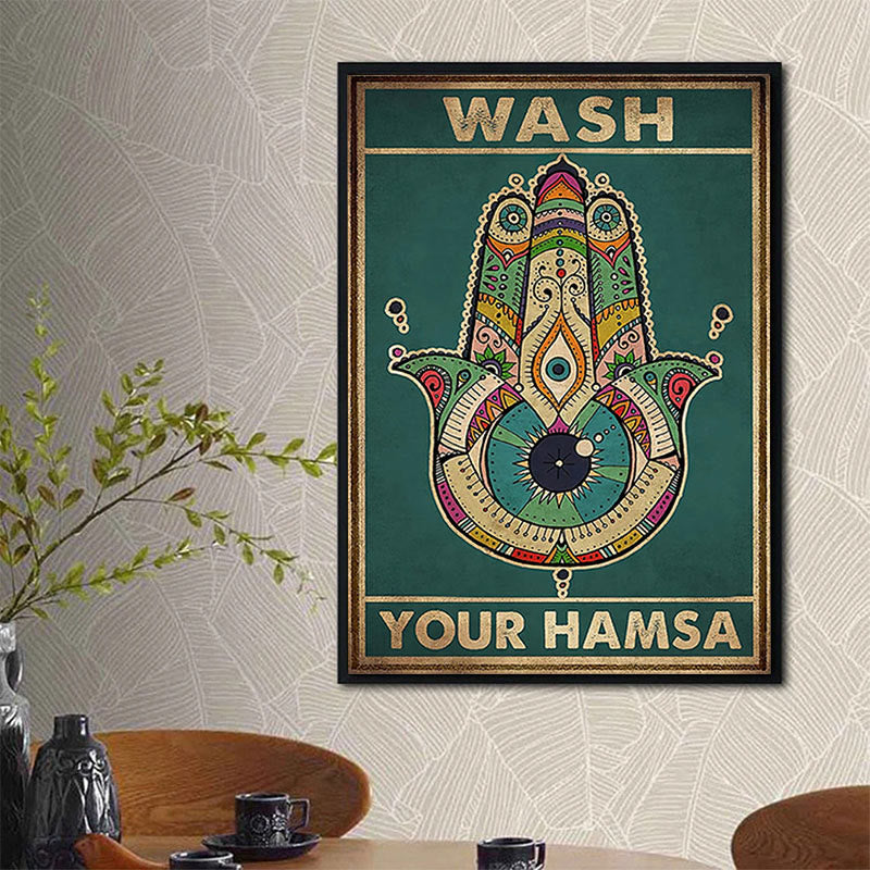 Olivenorma Chakra Yoga "Wasche deinen Hamsa" Böser Blick Poster