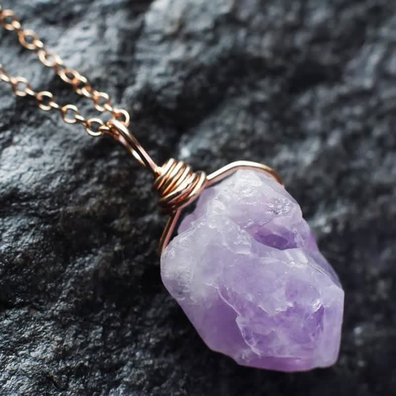 Olivenorma zarte Amethyst natürliche Kristall-Halskette 