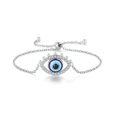 Olivenorma S925 Sterlingsilber Böses Auge Weißer Zirkon Armband 