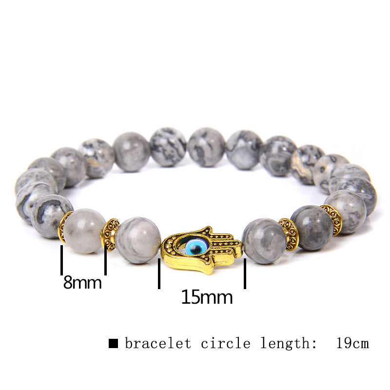 Olivenorma Evil Eye Hamsa 8mm Naturperlen Männer Armband 