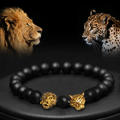 Olivenorma Armband mit Tigerauge-, Löwen- und Pantherperlen