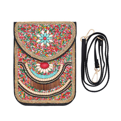 Olivenorma Ethnic Style Perlen Crossbody Handytasche 