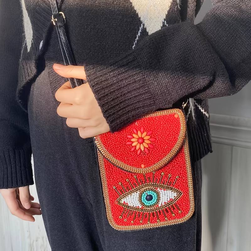 Olivenorma Bohemian Perlen Böses Auge Hamsa Handytasche 