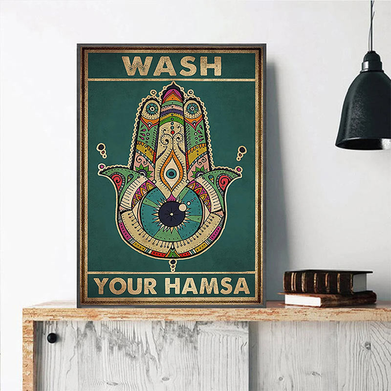 Olivenorma Chakra Yoga "Wasche deinen Hamsa" Böser Blick Poster