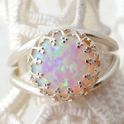 Olivenorma "Friedensenergie" - Vergoldet über 925 Sterling Silber Blauer Opal Ring 