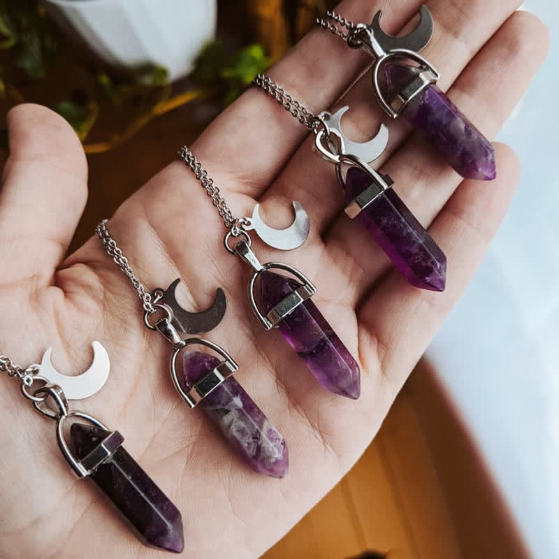 Olivenorma Amethyst Crescent Moon Charm Halskette