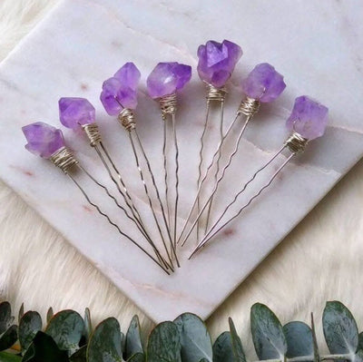 Olivenorma natürliche Amethyst-Quarz-Blumen Haarspange