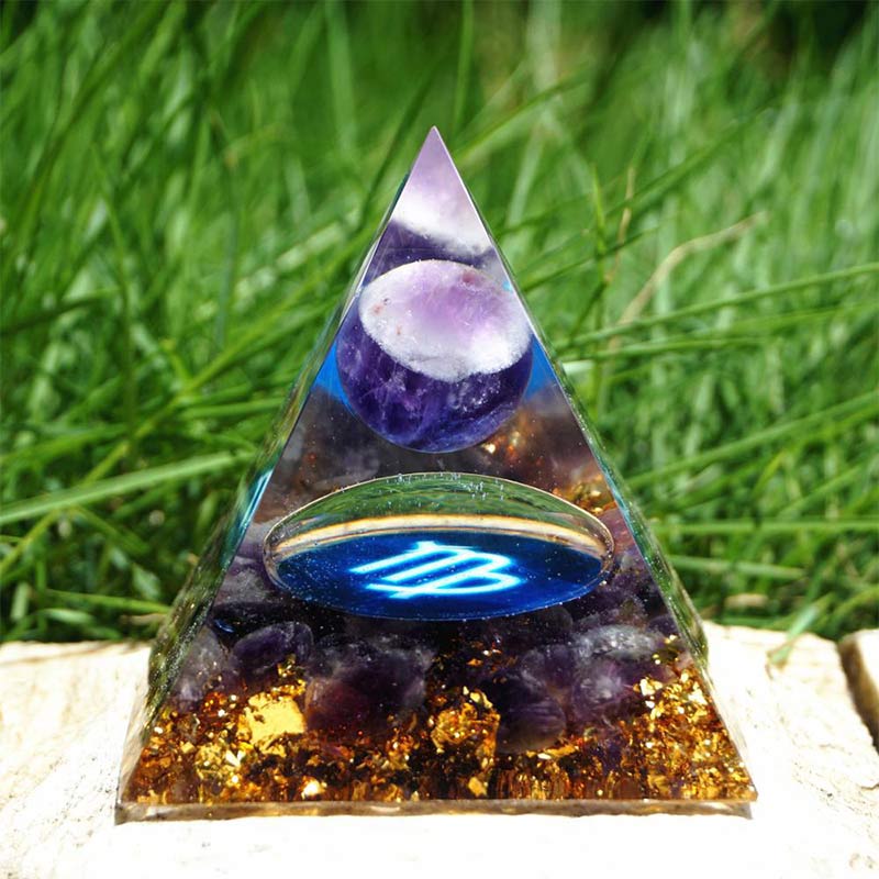 (Räumungsverkauf 30% Rabatt / CODE: OFF30) - Olivenorma Amethyst Virgo Zodiac Orgone Pyramid