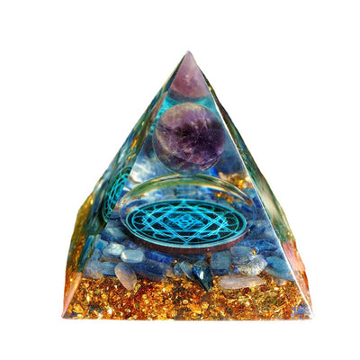 Amethyst mit Kyanite natürliche Orgon Pyramide