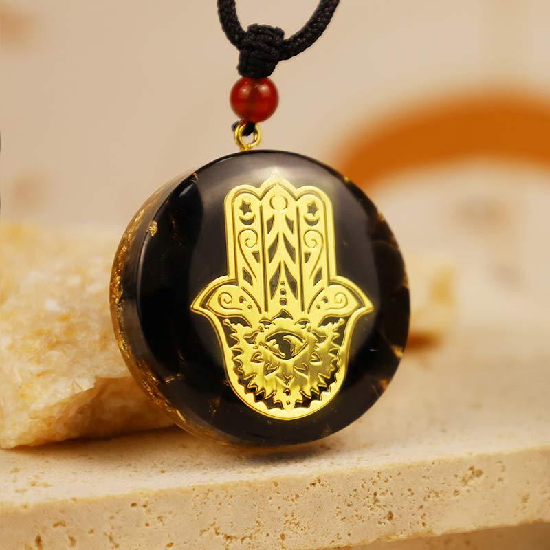 Obsidian mit Hamsa Transform Halskette