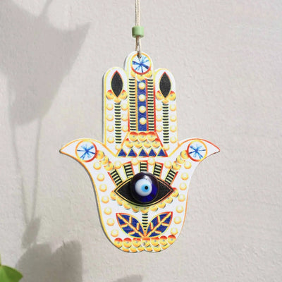 Olivenorma Geometrisches Hamsa Wanddekor Ornament aus Holz