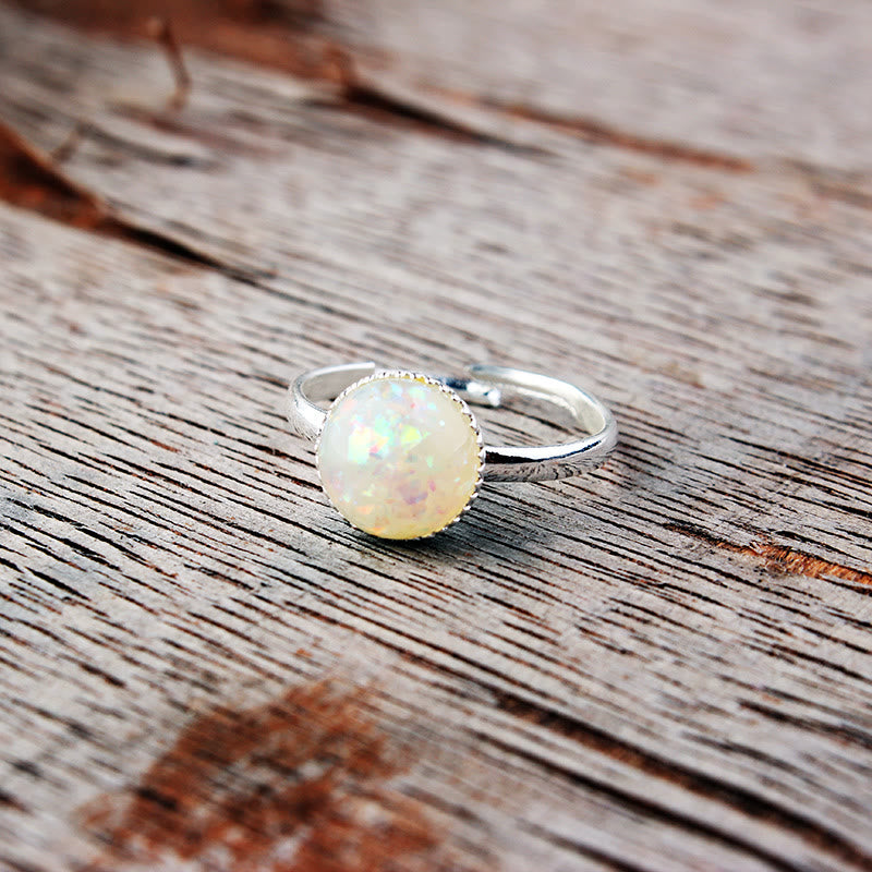 Olivenorma Opal Mondstein Einfacher Halbkreis Verstellbarer Ring 