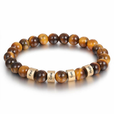 Olivenorma Naturstein Gravur personalisiertes Perlen Armband für Männer