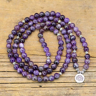 Olivenorma Amethyst Lotus Symbol Mala Halskette Armband