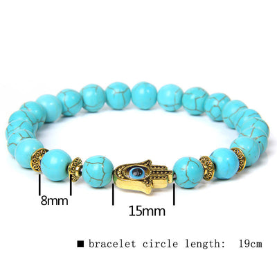 Olivenorma Evil Eye Hamsa 8mm Naturperlen Männer Armband 