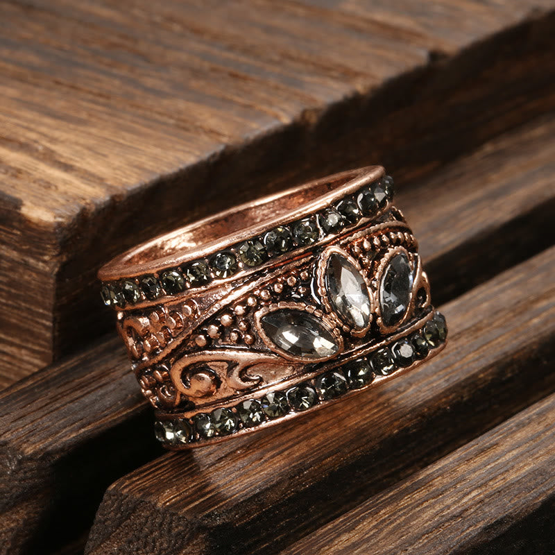 Olivenorma Bronze Gold Bohemian Grauer Mondstein Ring