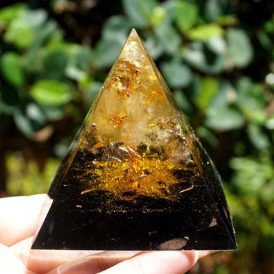 Olivenorma Golden Clarity - Citrin & Obsidian Baum des Lebens Pyramide - image 6