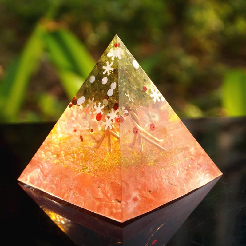 Olivenorma Weihnachts-Pink-Kristall-Peridot Lebensbaum Orgon-Pyramide